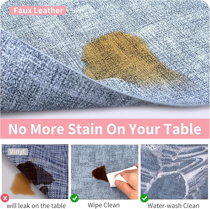 Maxpearl Faux Leather Placemats Set of 6 - Waterproof - Wipe Clean - Heat Resistant - Anti Slip Dining Table Place Mats, Suitable for Indoor & Outdoor Use, 17?쇺쇒?2?쇺? Blue