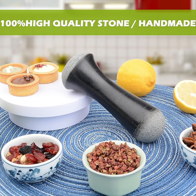 Tianman Granite Replacement Pestle 5.9" Length Polished, Use Pestle on Both Ends (Only Pestle Mortar Not Included) (Granite Polished)