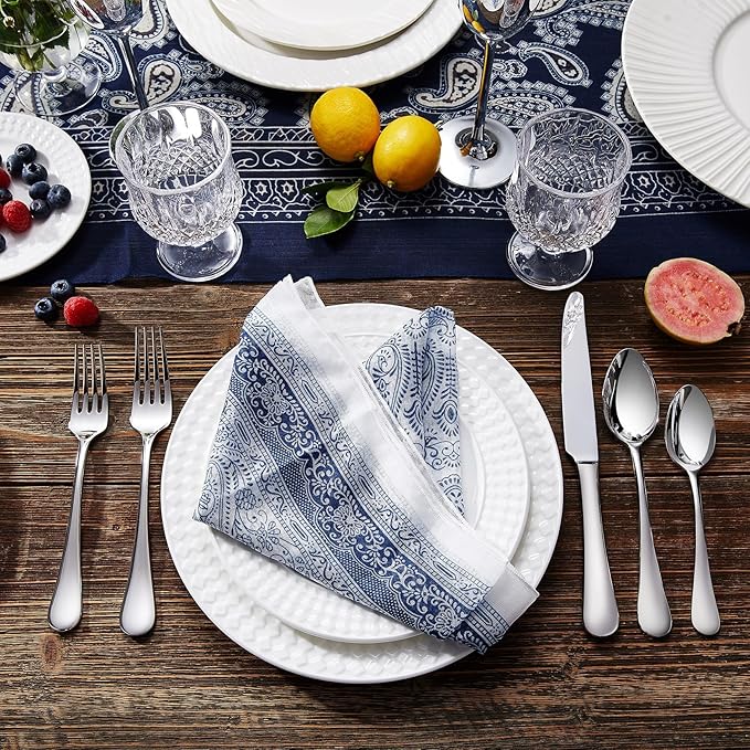 KEAWELL Premium Verona 45-Piece Silverware Set for 8 ??Heavy Duty 18/10 Stainless Steel, Brilliant Mirror Finish, Smooth Edges, Dishwasher Safe (45, Silver)