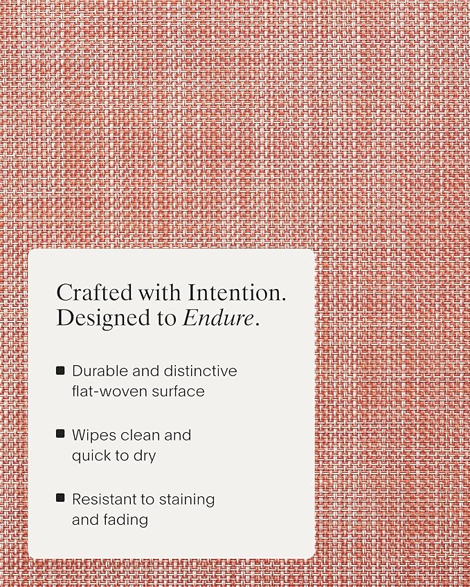 Chilewich Mini Basketweave Placemats in Clay - Set of 4 - Easy Care Woven Tabletop Textiles - Indoor/Outdoor - 19" x 14" Rectangle