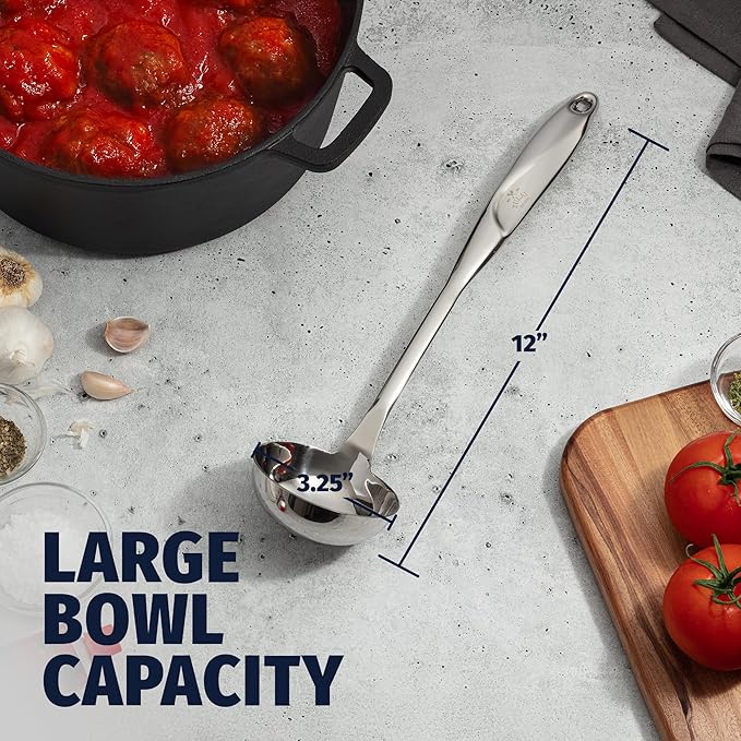 Zulay Kitchen Stainless Steel Soup Ladle - 13??Large Ladle for Soups, Stews & Sauces - Durable, Heat-Resistant, Rust-Proof & Dishwasher Safe Kitchen Utensil with Ergonomic Handle