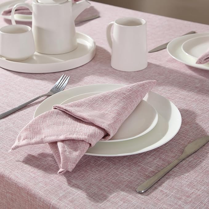 Laura Ashley Harper Luxuriously Smooth Fabric Tablecloth for Formal or Casual Dining, Holiday, Banquet, Wedding or Party, 60" x 144", Blush