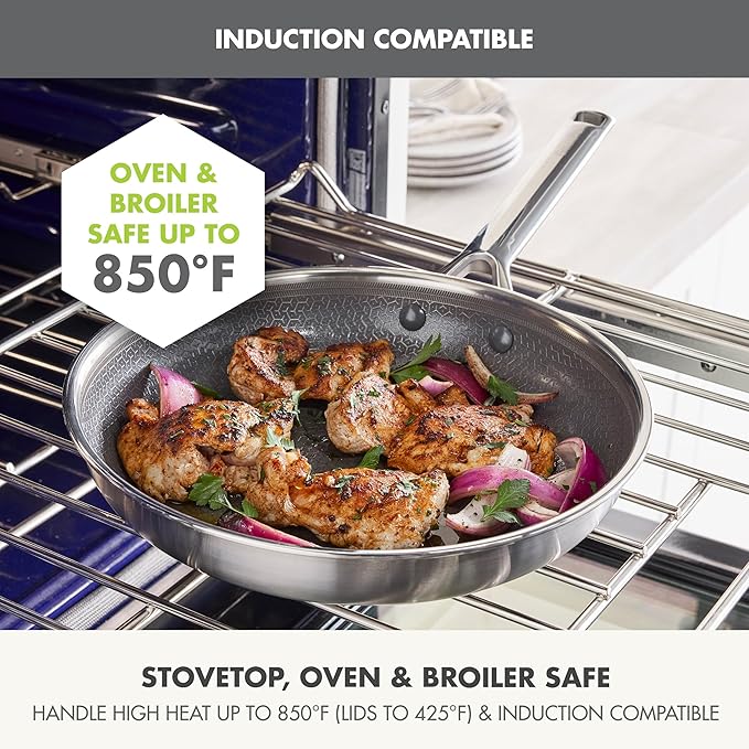 GreenPan Hybrid 13 Piece Nonstick Stainless Steel Cookware Set, APEX Tri-Ply Thermobond PFAS-Free Ceramic Pots & Pans, Induction & All Cooktop Compatible, Oven Temp to 850째F, Dishwasher Safe, Silver