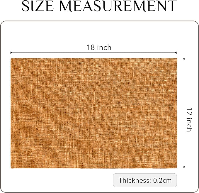Softalker Faux Linen Placemats Set of 4-12 x 18 Inch, Heat Resistant Double Layered Durable Burlap Farmhouse Place Mats, Non-Slip Washable Rustic Table Mats for Dining, Kitchen, Party竊늀range
