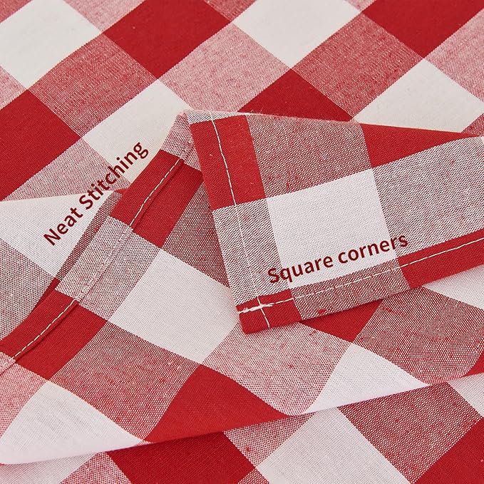 BALCONY & FALCON Rectangle Gingham Table Cloth ??Water-Resistant Cotton Blend, Spill-Proof & Washable Checkered Tablecloth for Kitchen, Dining, Picnic, Party (Red White, 57x118 Inch)