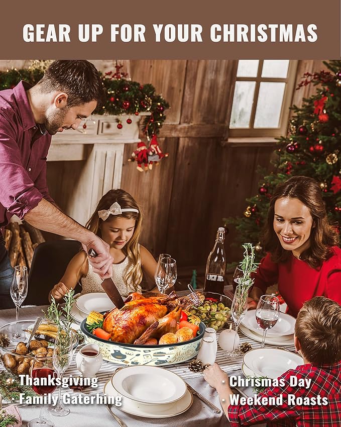 Round Baking Pan Set Roasting Dish 4-Pack 9/10/12/14 Inches Enamel Non Stick Large Cookware for Cake Bread Pie Pizza Turkey Steak, Non-Toxic Oven Dishwasher Safe Mom's Christmas Gift Bakeware
