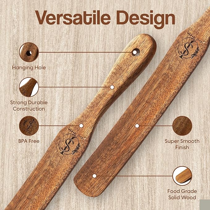 Wooden Spatula ??11??Spurtle for Sourdough Tools & Accessories ??Wood for Baking, Mixing & Scraping ??Sourdough Whisk & Jar Spatula for Cooking (01)