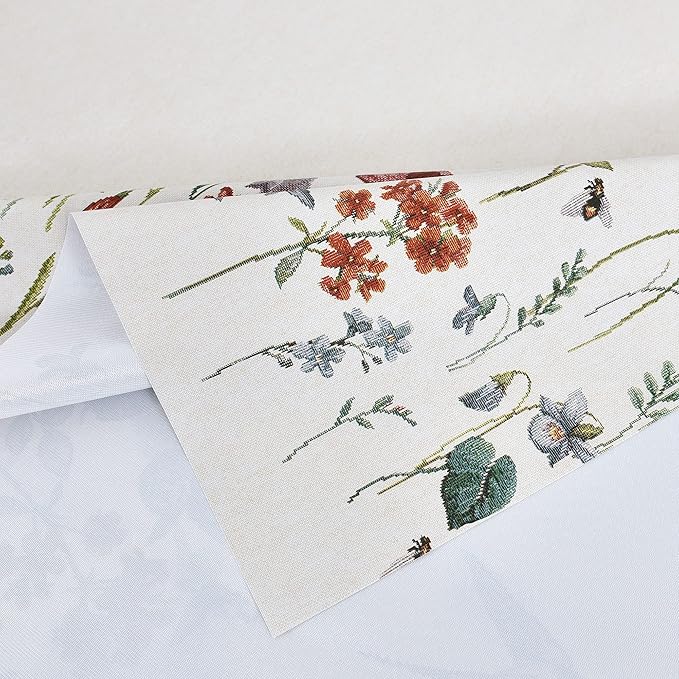 LOHASCASA Vinyl Rectangle Tablecloth Farmhouse Summer Vinyl Oil Cloth Table Cover Plastic Waterproof Tablecloths Spillproof Wipeable PVC Table Cloth for Kitchen Tables 54 x 70 Beige Floral Bird