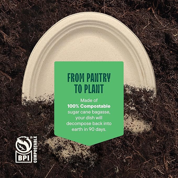 100% Compostable Oval Paper Plates [12.5 inch - 50-Pack] Elegant Disposable Dinner Platter Heavy-Duty Quality, Natural Bagasse Unbleached Eco-Friendly Made of Sugar Cane Fibers, [12.5" x 10" Platter]