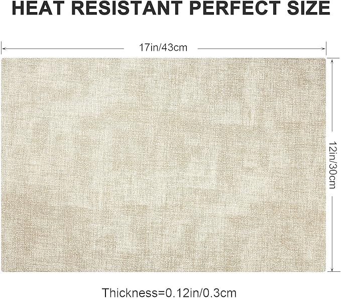 LANDVIEW Leather Heat Resistant Placemats Set of 6 Waterproof Wipeable Washable PU Table Mats,Easy to Clean Anti-Slip Place Mats (Beige, 6)