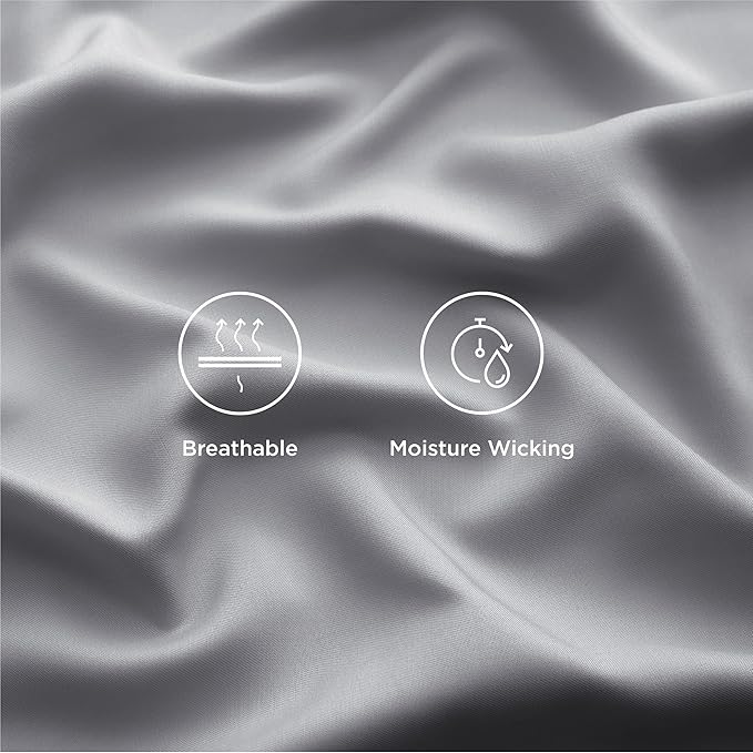 Bedsure Full Size Bed Sheets, Cooling Sheets, Rayon Derived from Bamboo, Breathable & Soft, Deep Pocket Up to 16 Inches, Hotel Luxury Silky Bedding for Hot Sleepers, Silver Grey