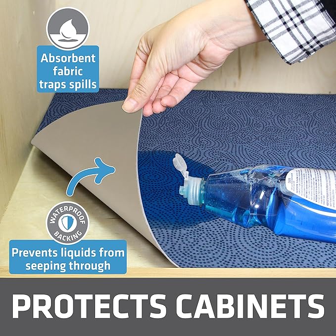 Drymate Premium XL Under Sink Mat, Waterproof Cabinet Protection Mats for Kitchen & Bathroom, Absorbent Shelf Liners, Slip-Resistant, Non-Adhesive, Machine Washable (USA Made)(24?쓝59??(Blue)