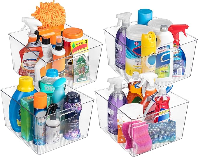 ClearSpace Clear Plastic Storage Bins ??XL 6 Pack Perfect Kitchen or Pantry Organization Fridge Organizer and Storage Bins, Cabinet Organizers