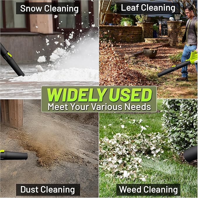 Leaf Blower Cordless, Electric Leaf Blower with 2 x 4.5Ah Batteries and Charger, 5 Speed Modes, 1 x Adjustable Shoulder Strap, Lightweight Leaf Blowers for Blowing Lawn Care, Garden, Patio Cleaning