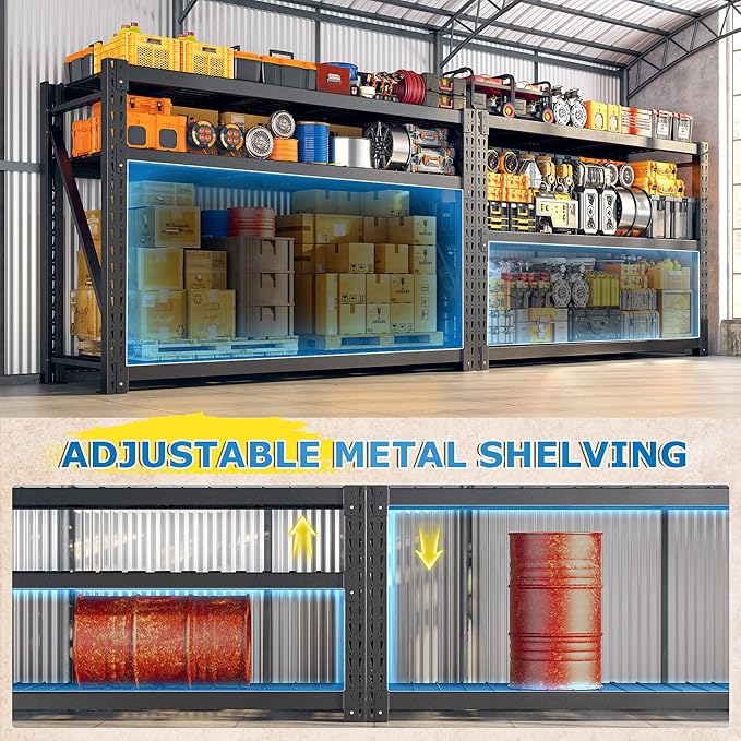 Bepatio 8250LBS Garage Shelving Heavy Duty Storage Shelves Industrial Metal Shelving Adjustable 3-Tier Shelves for Garage, Warehouse Basement Storage Room 24" D 횞 60" W 횞 66" H
