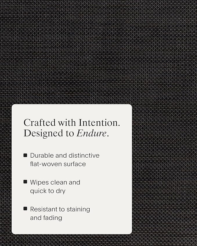 Chilewich Mini Basketweave Placemats in Espresso - Set of 4 - Easy Care Woven Tabletop Textiles - Indoor/Outdoor - 19" x 14" Rectangle