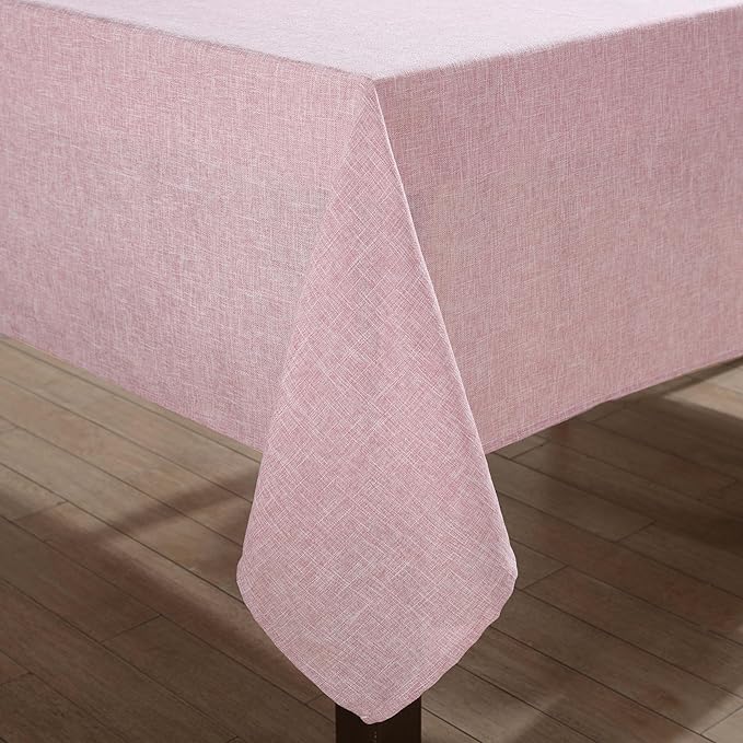 Laura Ashley Harper Luxuriously Smooth Fabric Tablecloth for Formal or Casual Dining, Holiday, Banquet, Wedding or Party, 60" x 144", Blush