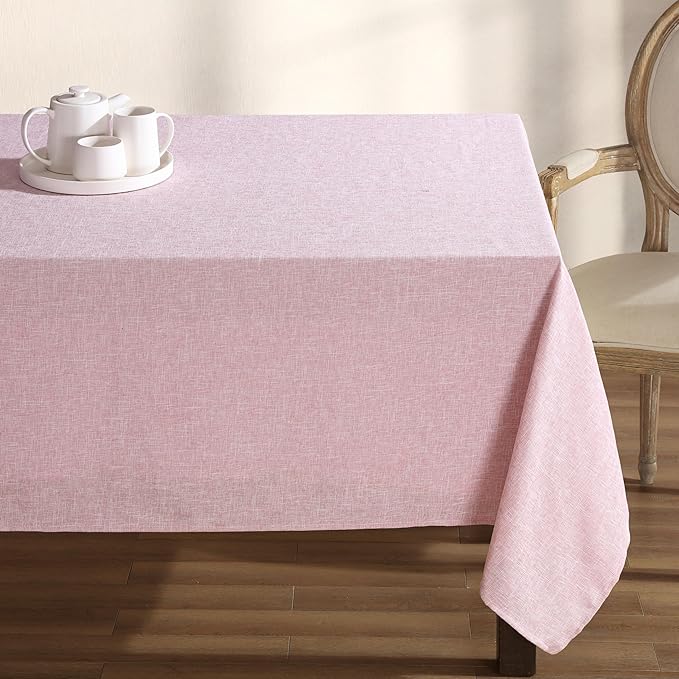 Laura Ashley Harper Luxuriously Smooth Fabric Tablecloth for Formal or Casual Dining, Holiday, Banquet, Wedding or Party, 60" x 120", Blush