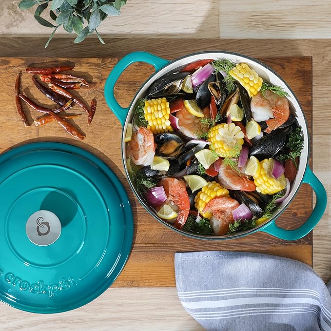 Crock-Pot Artisan 7-Quart Round Dutch Oven ??Teal Ombre, Enameled Cast Iron Oven Safe Cookware