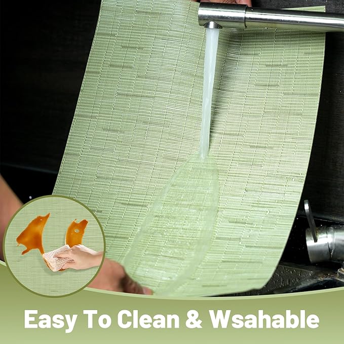 flohar Placemats Set of 8竊똂hristmas Non-Slip PVC Weave Table Mats Easy to Clean竊똇eat Resistant Place Mats for Kitchen Dining Table Decoration Indoor Outdoor竊똏ea Green