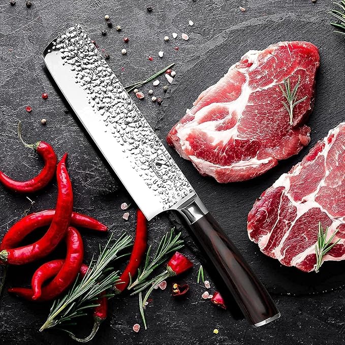 imarku Nakiri Knife Meat Cleaver, Razor Sharp 7 Inch Chef Knife Japanese Stainless Steel Vegetable Kitchen Knife with Ergonomic Handle for Home, Christmas Gifts for Women and Men
