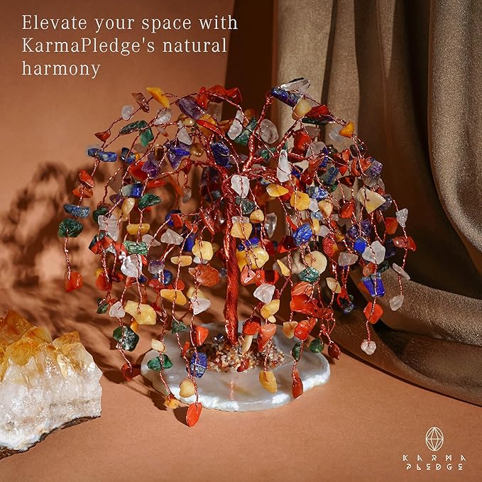 7 Chakra Healing Crystal Tree of Life, Home and Office Desk D챕cor, Feng Shui Money Bonsai Trees for Postive Energy, Wealth, Good Luck, Protection, Reiki Healing Crystals and Stones, Spiritual Gifts
