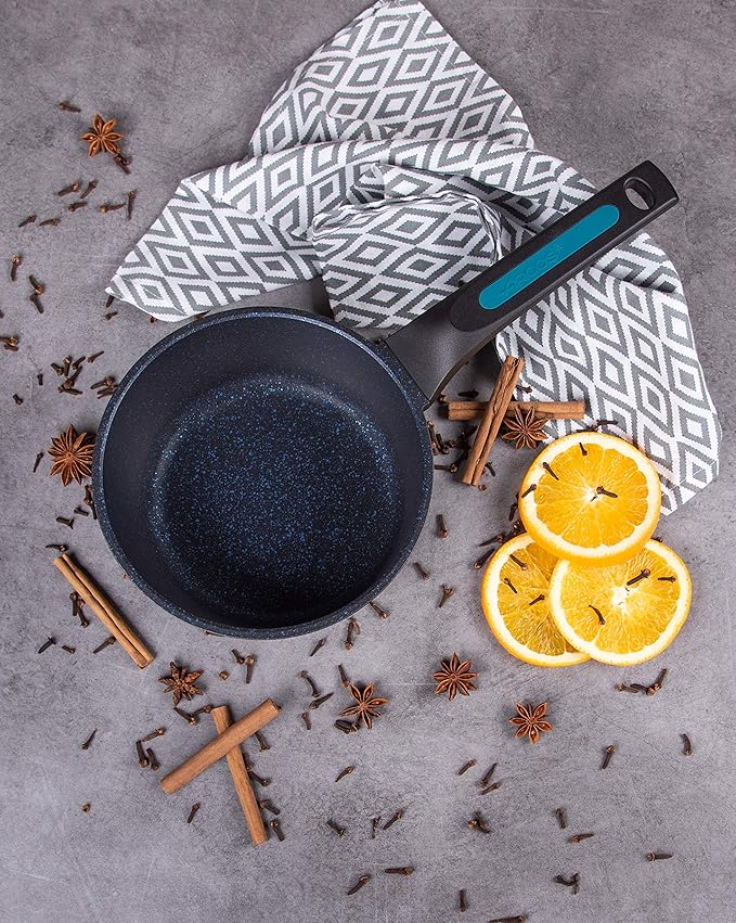 Arcos Non-stick Saucepan 16 cm, Cast Aluminium, Suitable for All Kitchens, Ergonomic Handle, Energy Saving, Dishwasher, Black/Blue, Thera Series