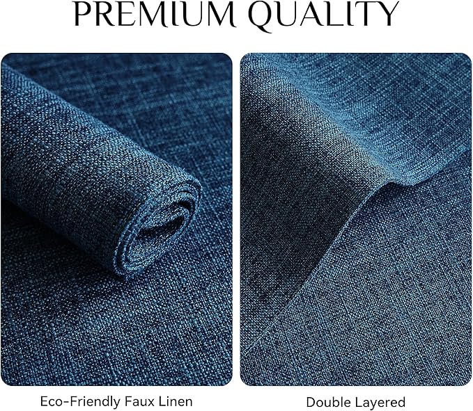 Softalker Faux Linen Placemats Set of 6-12 x 18 Inch, Heat Resistant Double Layered Durable Burlap Farmhouse Place Mats, Non-Slip Washable Rustic Table Mats for Dining, Kitchen, Party竊뉿avy Blue