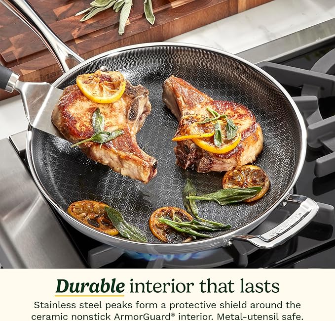 Cuisinart FusionElite+ Nonstick Tri-Ply Stainless Steel Skillet, 8??Skillet Frying Pan with PURELYSEAR Ceramic Nonstick Technology, Scratch Proof, Cool Grip Handles, Dishwasher Safe