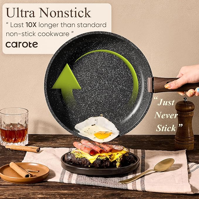 CAROTE 25pcs Pots and Pans Set Non Stick, Cookware Sets, Kitchen Set, Oven/Dishwasher/Fridge Safe, Space Saving Pots Set, Nonstick Set with Versatile Detachable Handle, Induction RV Set, Black