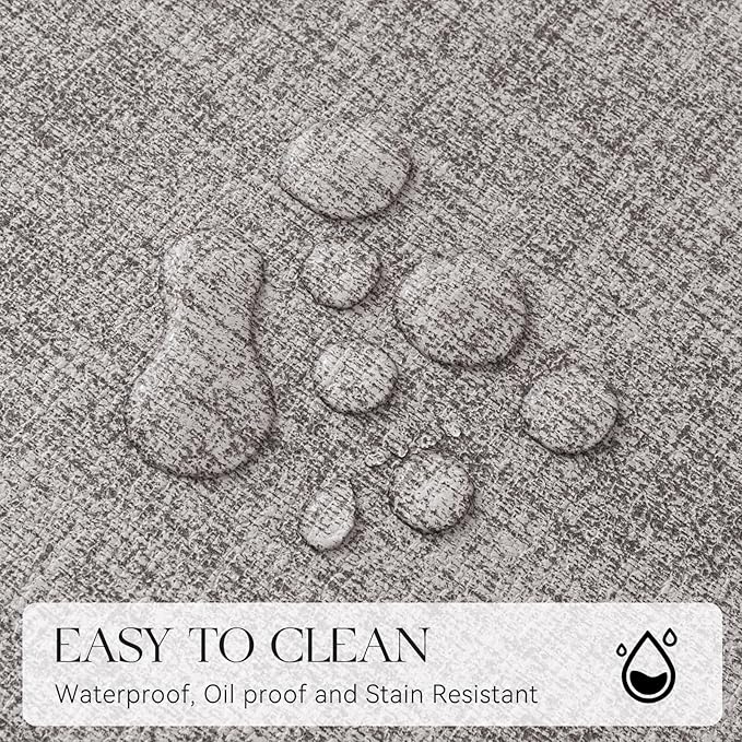 MOSAYT Placemats Set of 4, Heat Resistant Vinyl Place Mats with Coasters, 100% Waterproof Wipeable Washable Faux Leather Table Mats for Kitchen Dining Party Outdoor, 12" x 17", Light Grey