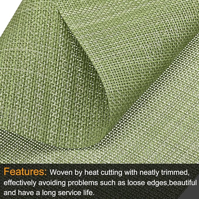 uxcell Place Mats 450x300mm Table Mats Set of 2 PVC Washable Woven Placemat Grass Green
