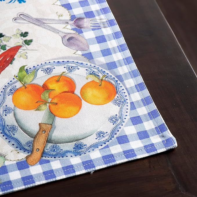 Maison d' Hermine Placemats Set of 4 100% Cotton Washable Cloth Place Mats, Reusable Table Mats for Kitchen Dining Decoration, Party, Wedding, Restaurant Spring/Summer (Gourmand, 13" x 19")