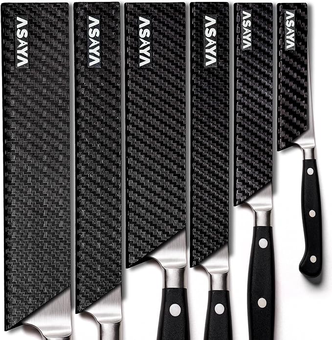 Asaya Professional Knife Edge Guards -Universal Blade Covers - Extra Strength, ABS Plastic and BPA-Free Felt Lining, non-Toxic and Food Safe - Knives Not Included (6Pcs)