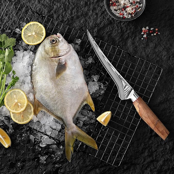 Fillet Knife 7 Inch, Precision Boning Knife for Efficient Meat Cutting and Boning竊?Boning Knife in high Carbon Steel