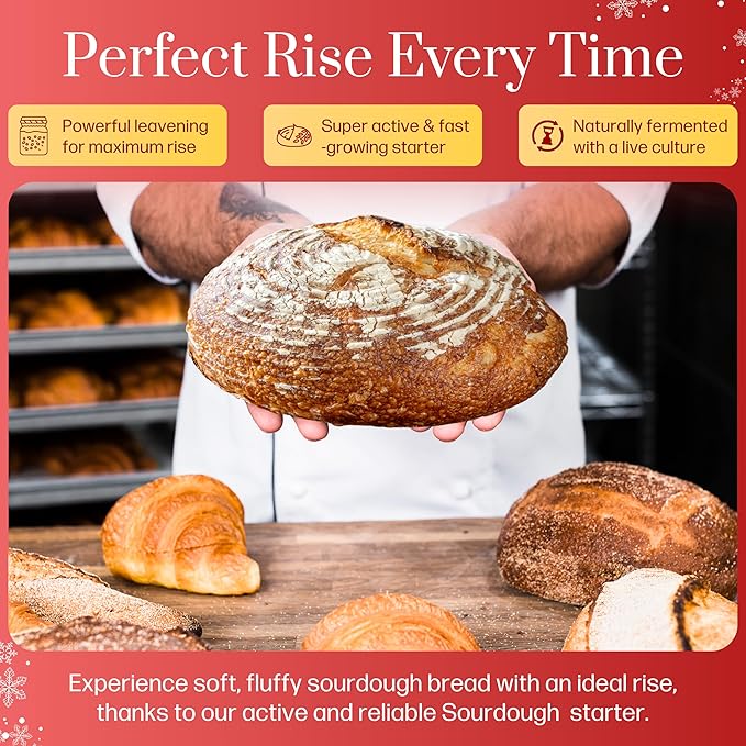 San Francisco Sourdough Starter Culture- 100+ Year Old Dehydrated Heirloom Style Sourdough Starter Kit for Sourdough Bread, Pizza, Buns, Pancakes, Muffins | Easy to follow instructions. By Captain Sourpants