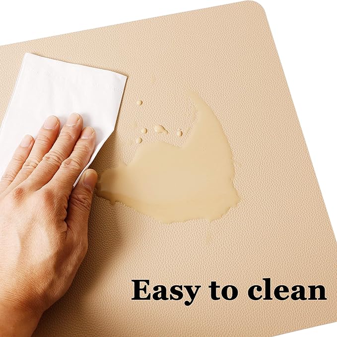 Wipeable Placemats Leather Table Mats Waterproof Heat-Resistant Easy to Clean for Dining Table Set Kitchen Table (4, Buff)