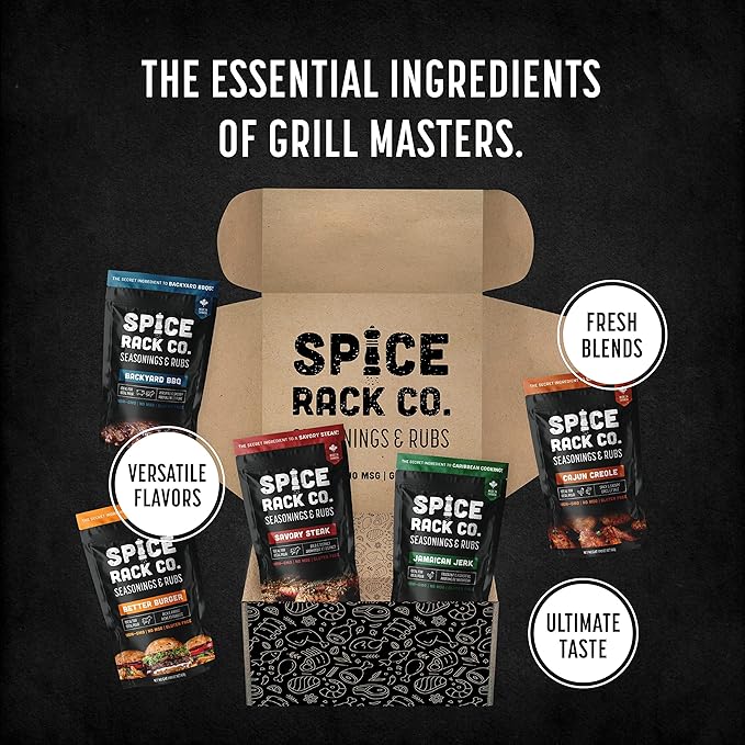 Spice Rack Co. BBQ Seasonings And Rubs - Smoking & Grilling Spices and Seasonings Sets, Grilling Accessories & Smoker Accessories, Valentines Day Gifts For Him, Mens Valentines Gifts For Men (5 Pack)