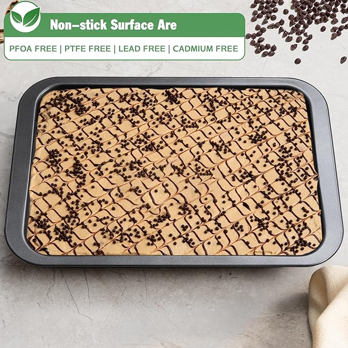 Tiawudi Cake Pan, Nonstick Baking Pan for Cake, Bread, Brownie or Lasagna, Heavy Duty Baking Dish with Diamond Texture Pattern and Wide Grips, Set of 2