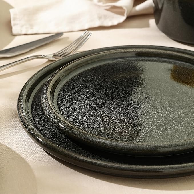 Stone Lain Eden 4-Piece Salad Plate Set Stoneware, Charcoal Grey