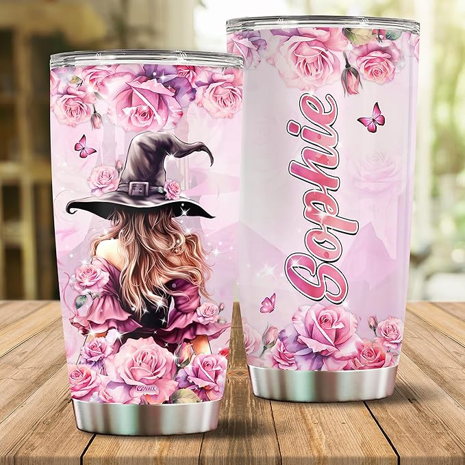 WONWIX Personalized Witch Gift for Women, Girls, Wife, Daughter Insulated Stainless Steel Coffee Cup Mug Water Bottle Tumbler Gifts for Witches Lovers, Birthdays, Christmas, Mother's Day, Valentine