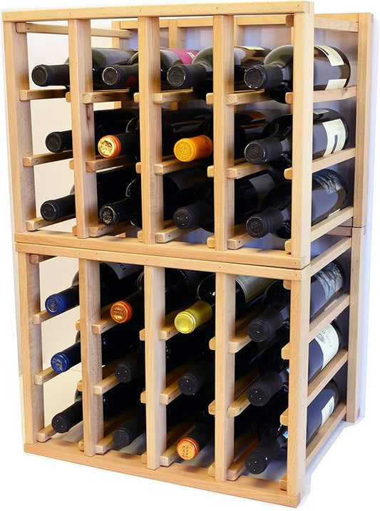 sfDisplay.com,LLC. 24 Bottle Modular Stackable Wine Rack Stack As Many Sets Together (2 Sets = 48 Bottle Capacity)