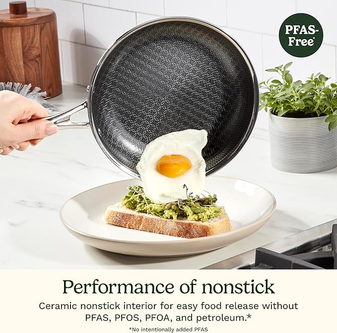 Cuisinart FusionElite+ Nonstick Tri-Ply Stainless Steel Skillet, 8??Skillet Frying Pan with PURELYSEAR Ceramic Nonstick Technology, Scratch Proof, Cool Grip Handles, Dishwasher Safe
