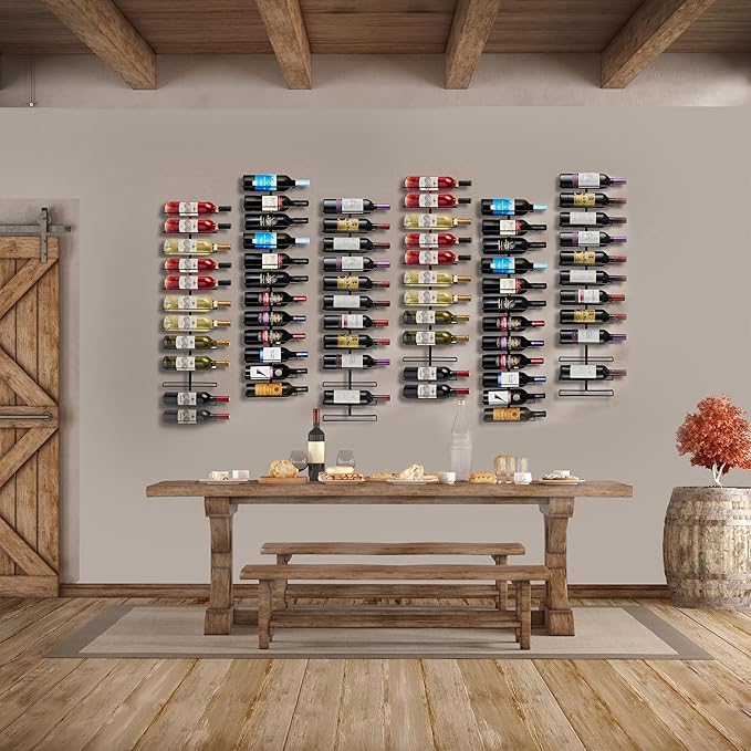 Sorbus Wall Mount Wine Rack ??Holds 12 Bottles ??Black Metal Wine Bottle Holder for Wall, Modern Wine Rack for Home Bar, Kitchen