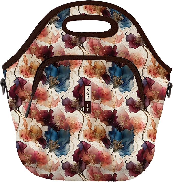 Sok It LunchTote Zippered Bag Insulated Neoprene Caddy (Watercolor Whisper, X-Large 6.5 Quart Lunch Tote)