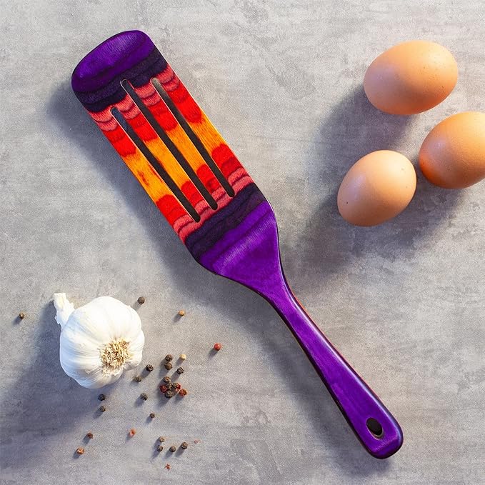 Baltique Waikiki Collection 13" Wooden Spurtle Spatula ??Colorful Birch Wood Cooking Utensil, Nonstick Safe, Versatile Stirring & Serving Tool