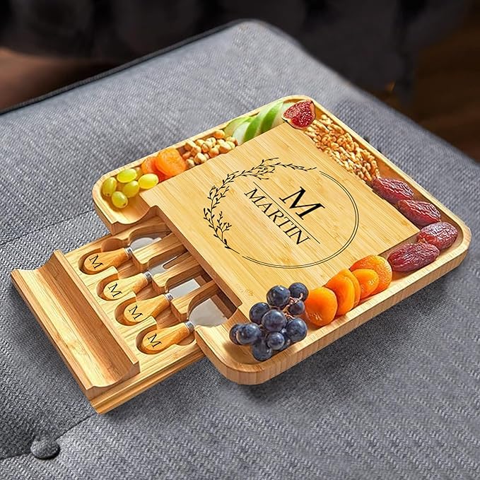 Personalized Cheese Board, Custom Bamboo Engraved Customized Gifts Bridal Shower Gifts Perfect for Personalized Wedding