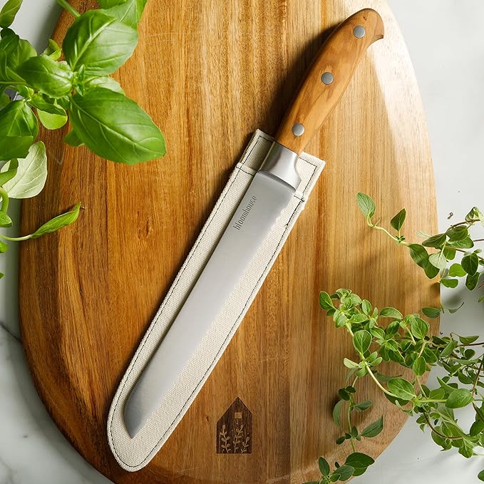 Bloomhouse - Two Time Oprah's Favorite Things Winner - 8-Inch Bread Knife ??German Stainless Steel Serrated Blade with Forged Italian Olive Wood Handle, Full Tang Knife for Artisan Bread & Baking