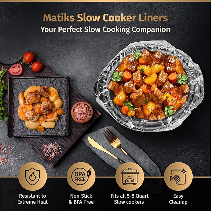 30 Pack Slow Cooker Liners ??Large 13??x 21??BPA-Free Crock Pot Bags ??Fits 3??0 Quart Round & Oval Cookers ??Disposable Crock Pot Liners for Effortless Home Cooking & Fast Clean Up, Bonus Recipe Book