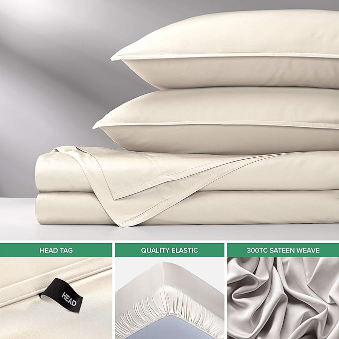 Pure Bamboo Twin Sheets, Genuine 100% Organic Viscose Derived from Bamboo Bed Sheet Set, Luxuriously Soft & Cooling, Double Stitching, 2 Year Quality Promise (Twin, Ivory)
